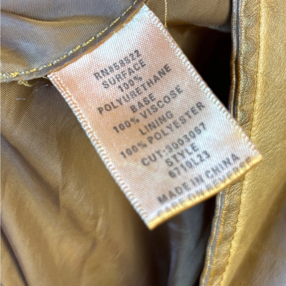 Max Studio Soft Tan Faux Leather Jacket Woman’s Medium NWT‎